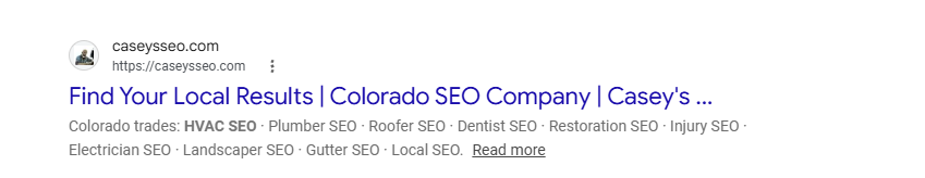 Google result for local SEO for HVAC companies in Colorado