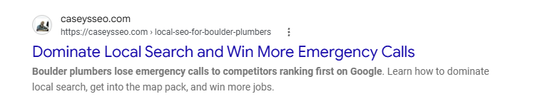 Google AI Overview and organic #3: local SEO for Boulder plumbers on caseysseo.com